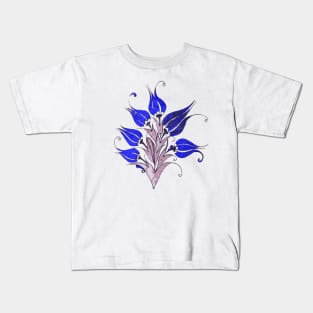 Blue Tulips In Artistic Ottoman Turkish Style Kids T-Shirt